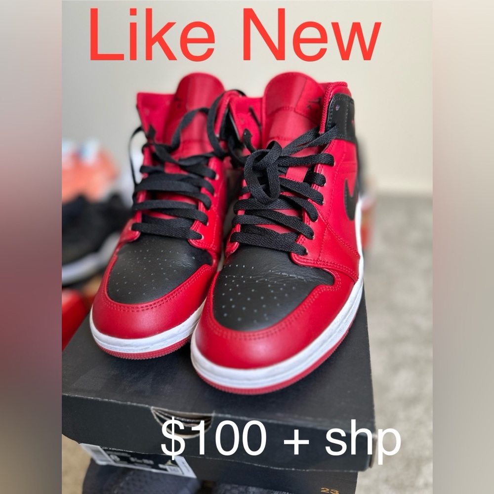 Air Jordans 1 Mid Reverse Bred Gym Red Black Retro SZ 7